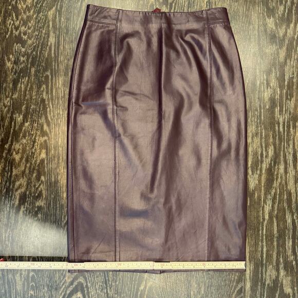 Brooks Brothers Leather Pencil Skirt Women’s Size 0 Burgundy Genuine Lined - Picture 14 of 16